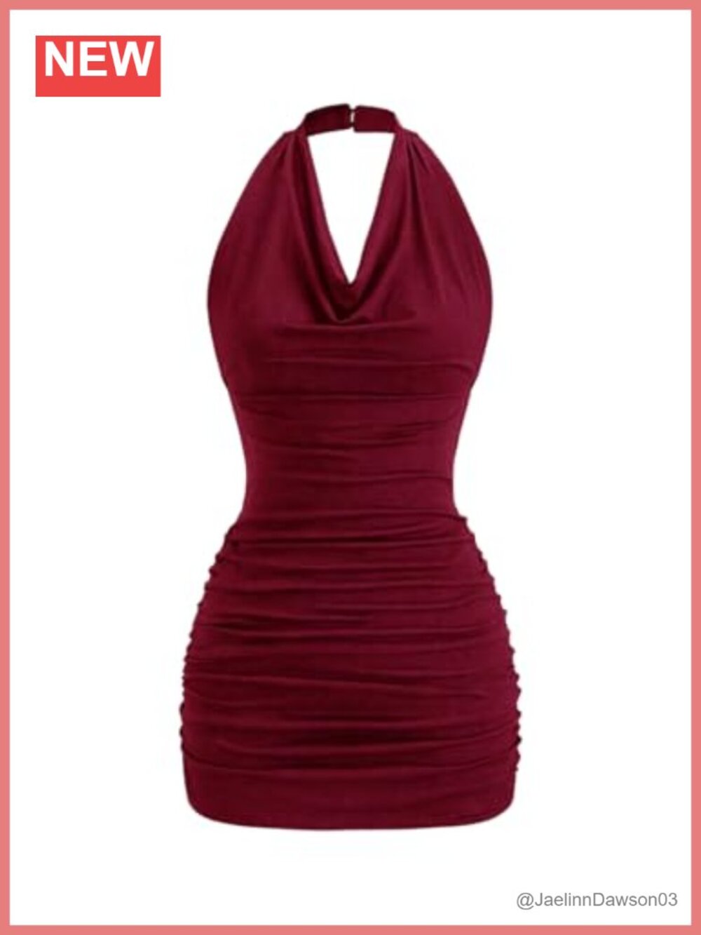 Women Backless Halter Cowl Neck Ruched Bodycon Mini Dress Summer Party